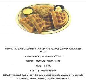 11:8:15 Chicken and Waffle Fundraiser for Bethel 140