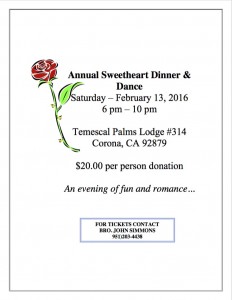 2:13:2016 Annual Sweetheart Dinner Temescal Palms